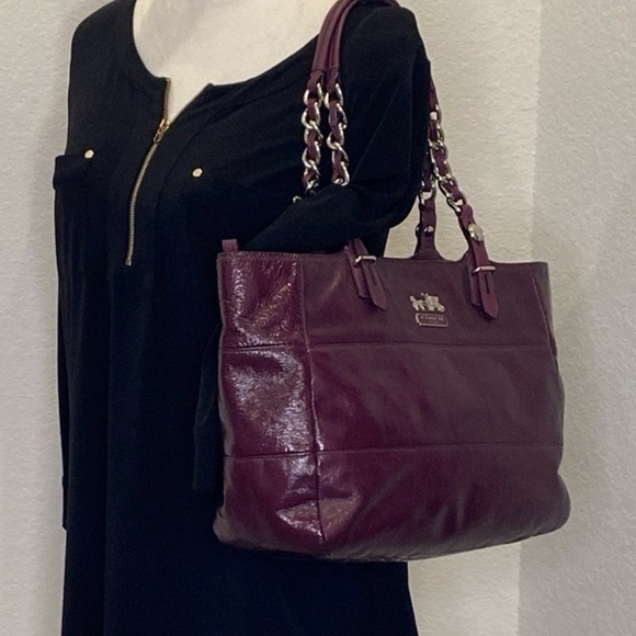 Coach Tribeca Double‎ Strap Patent Leather Tote Shoulder Bag 14123 Authentic - Picture 1 of 16